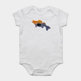 Sunset Fishing Walleye Silhouette Baby Bodysuit